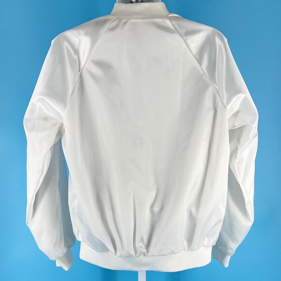 90s blank white satin bomber jacket 1990s vintage - Picture 2 of 6